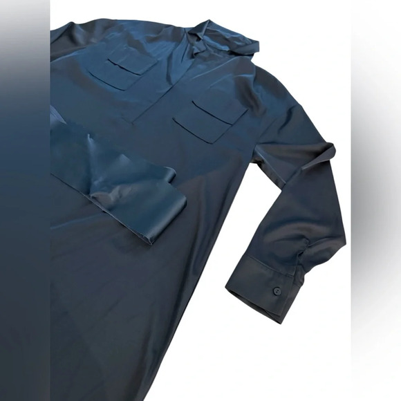 Locker Room ELEGANT MAXI BLACK SHIRT DRESS WITH VEGAN LEATHER BELT Size S/M/L/XL - Picture 6 of 10